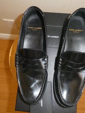 Saint Laurent Le Loafers 15 Mocas Black Leather Size 37.5